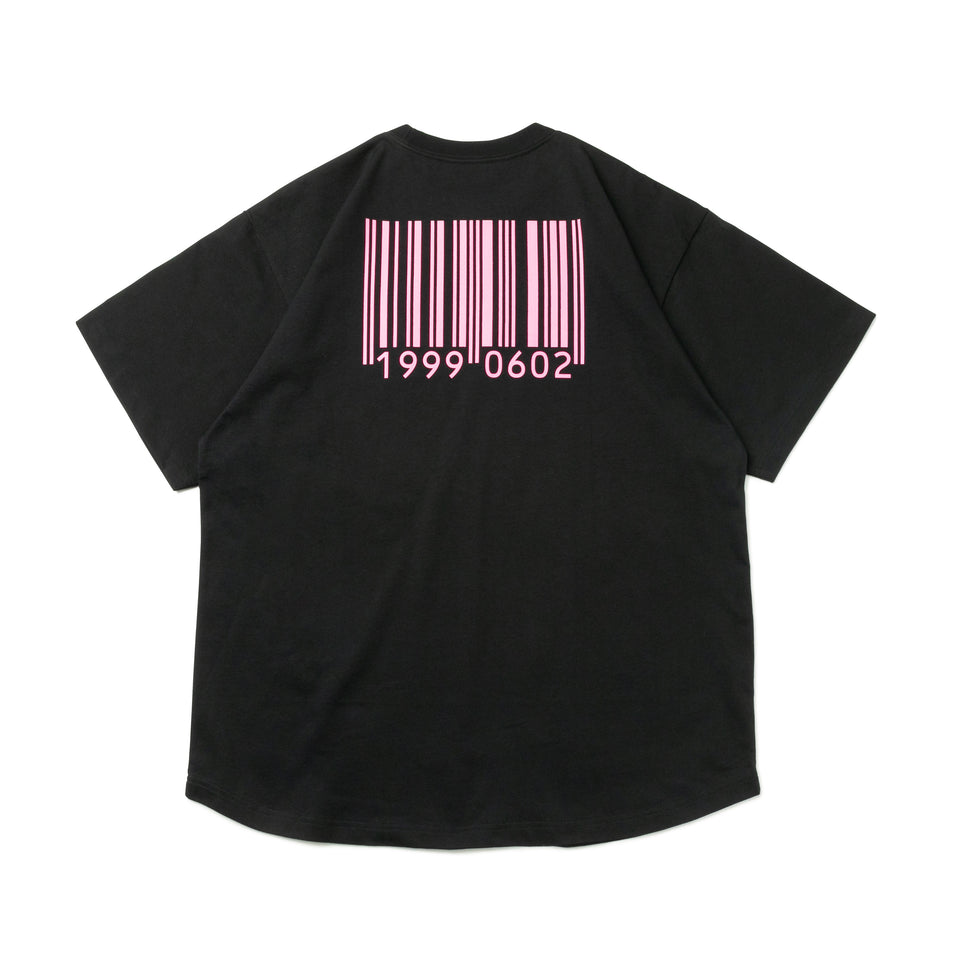 半袖 オーバーサイズド コットン Tシャツ 中澤 瞳 バーコード ブラック × ピンク