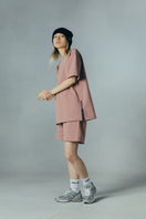 半袖 サイドジップ ポンチ Tシャツ NEW ERA BLACK LABEL ピンク