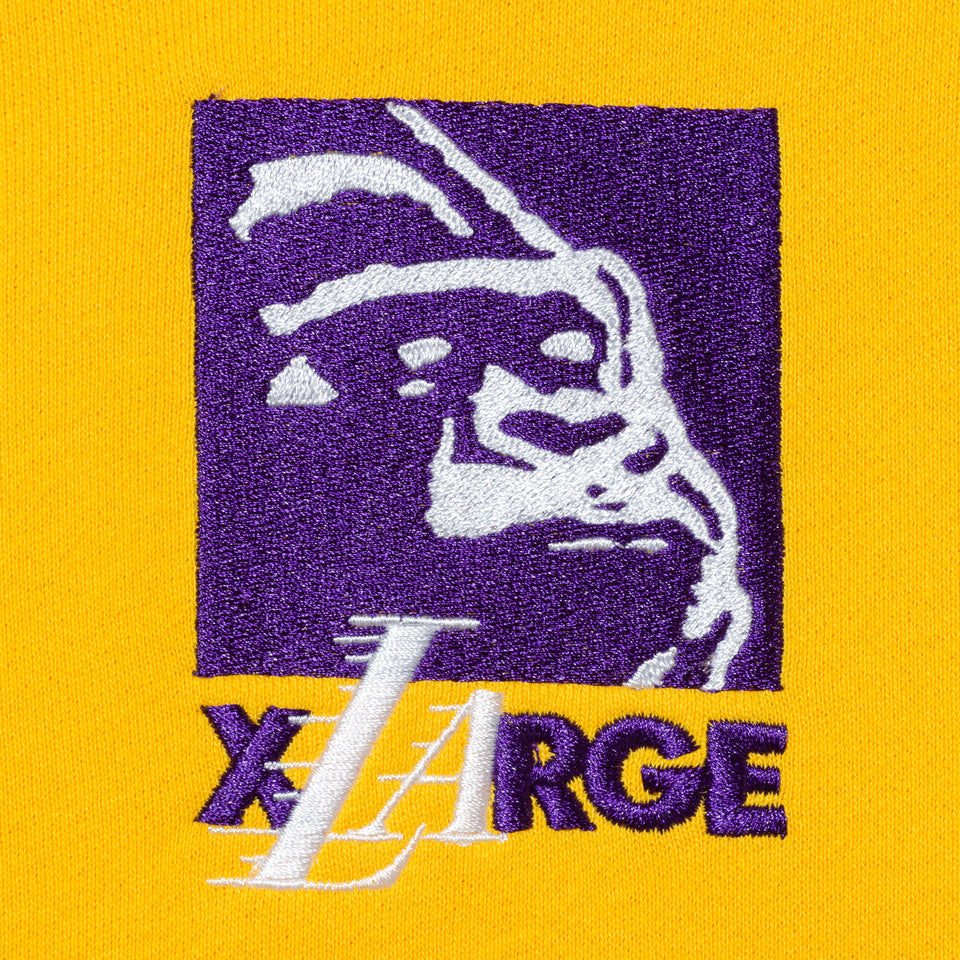 裏毛 スウェット プルオーバーフーディー XLARGE x NBA ロサンゼルス・レイカーズ イエロー