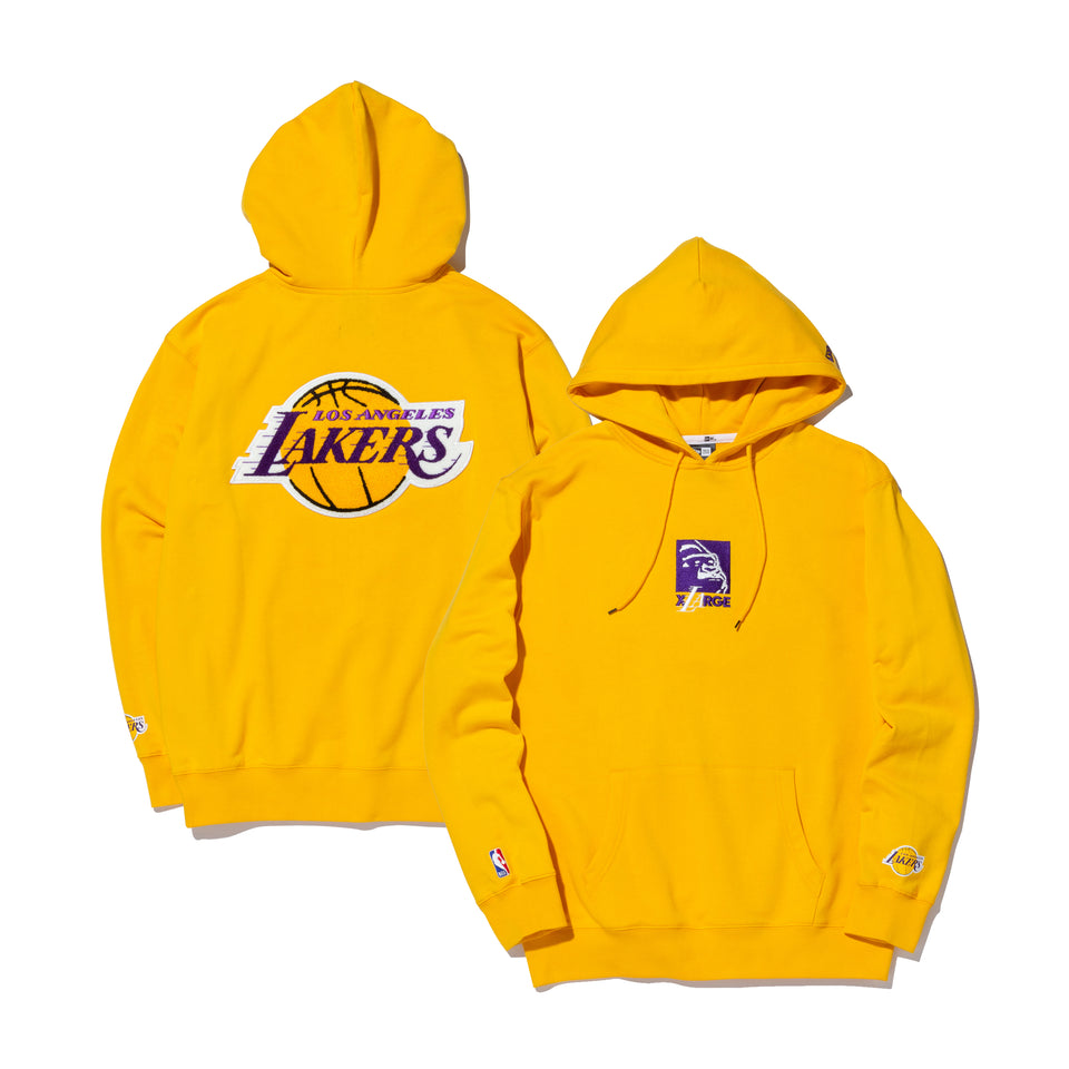 裏毛 スウェット プルオーバーフーディー XLARGE x NBA ロサンゼルス・レイカーズ イエロー