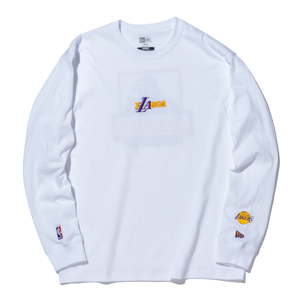 長袖 コットン Tシャツ XLARGE x NBA ロサンゼルス・レイカーズ ホワイト レギュラーフィット