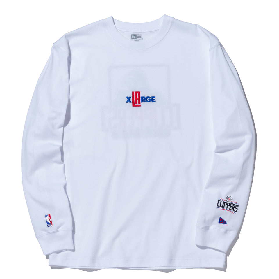 長袖 コットン Tシャツ XLARGE x NBA ロサンゼルス・クリッパーズ ホワイト レギュラーフィット