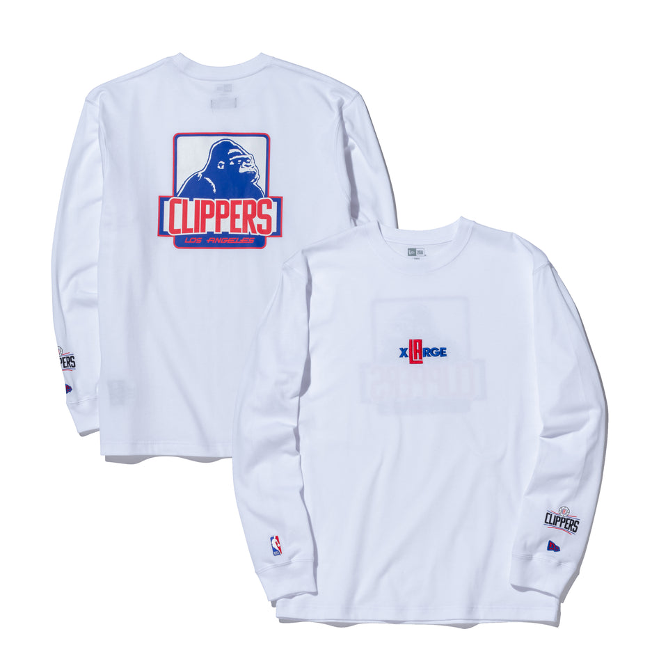 長袖 コットン Tシャツ XLARGE x NBA ロサンゼルス・クリッパーズ ホワイト レギュラーフィット