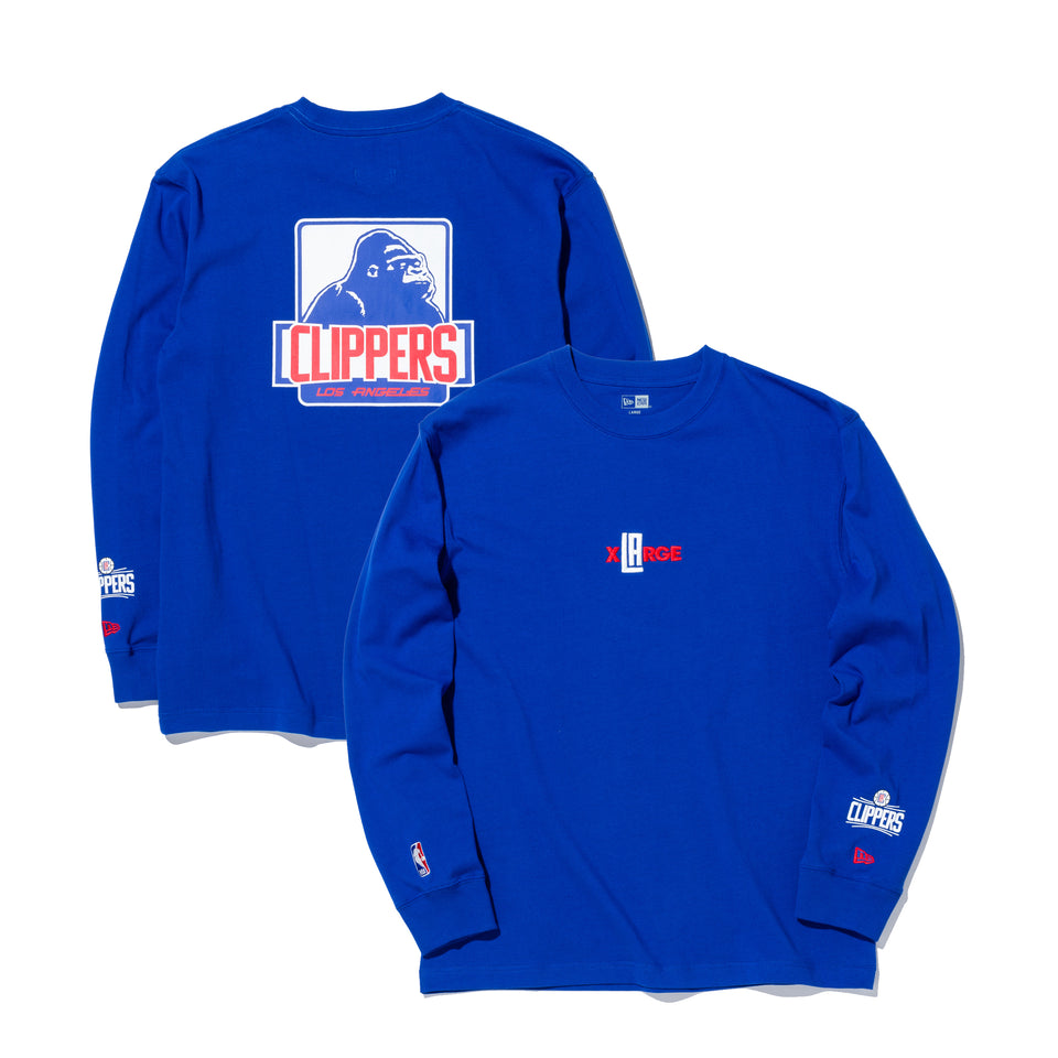 長袖 コットン Tシャツ XLARGE x NBA ロサンゼルス・クリッパーズ ブルー レギュラーフィット