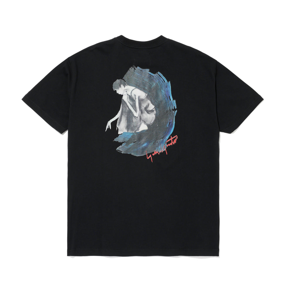 半袖 コットン Tシャツ Yohji Yamamoto FW22 シグネチャーロゴ 見返り美人 ブラック × ブラック
