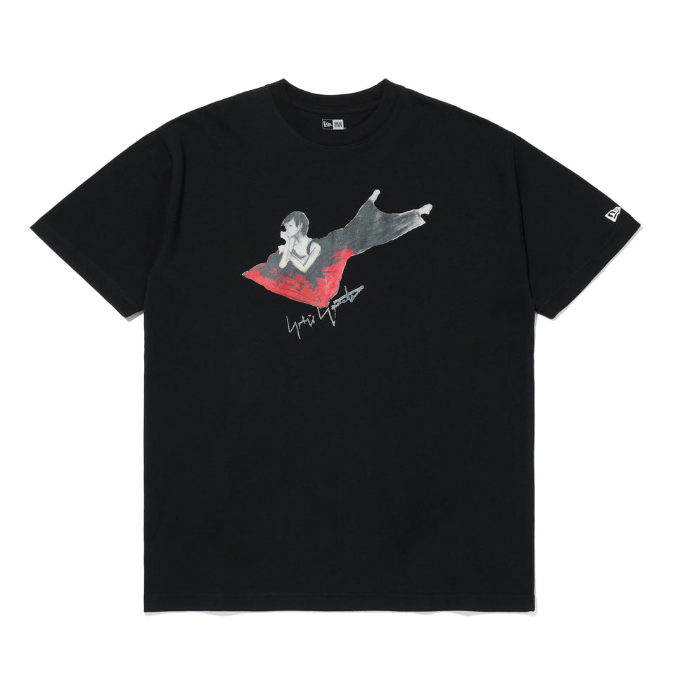 半袖 コットン Tシャツ Yohji Yamamoto FW22 シグネチャーロゴ 見返り美人 ブラック