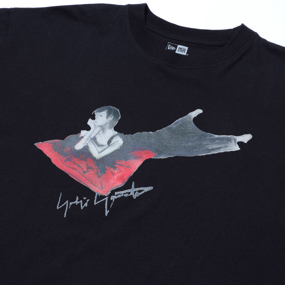 半袖 コットン Tシャツ Yohji Yamamoto FW22 シグネチャーロゴ 見返り美人 ブラック