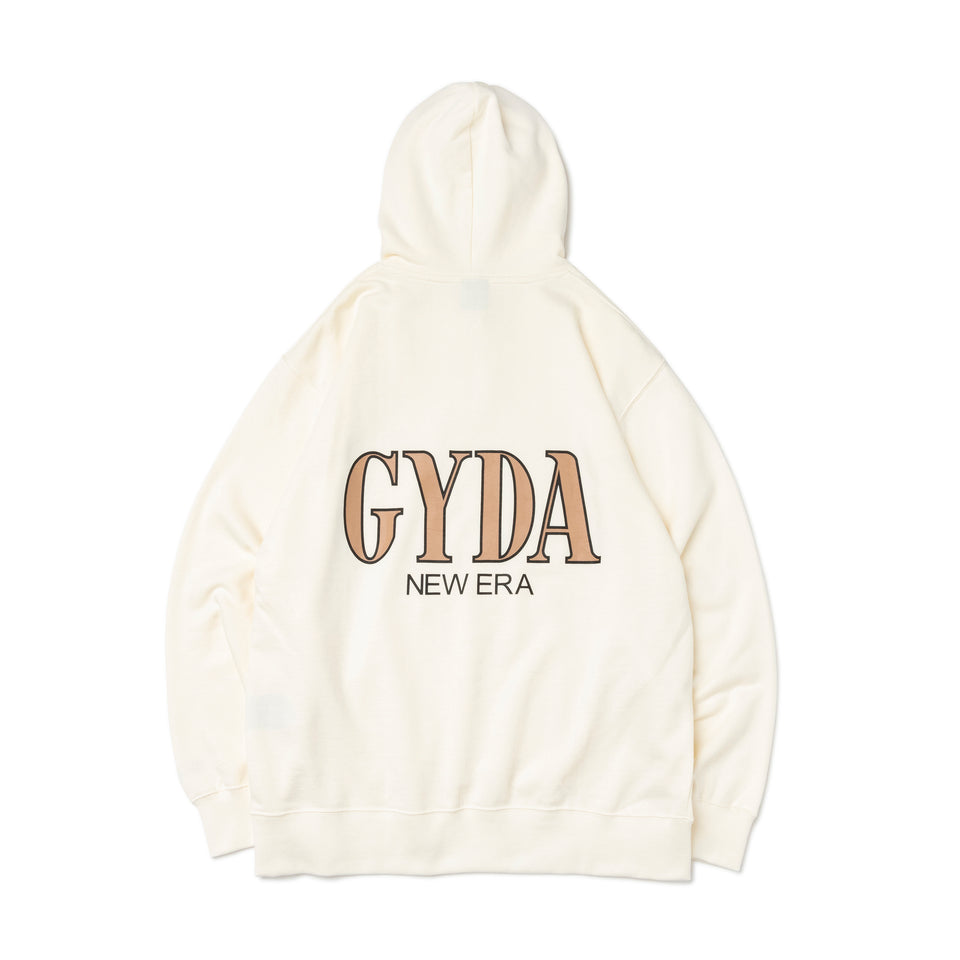 裏毛 オーバーサイズド プルオーバーフーディー GYDA ジェイダ ロゴ オフホワイト