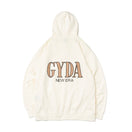 裏毛 オーバーサイズド プルオーバーフーディー GYDA ジェイダ ロゴ オフホワイト