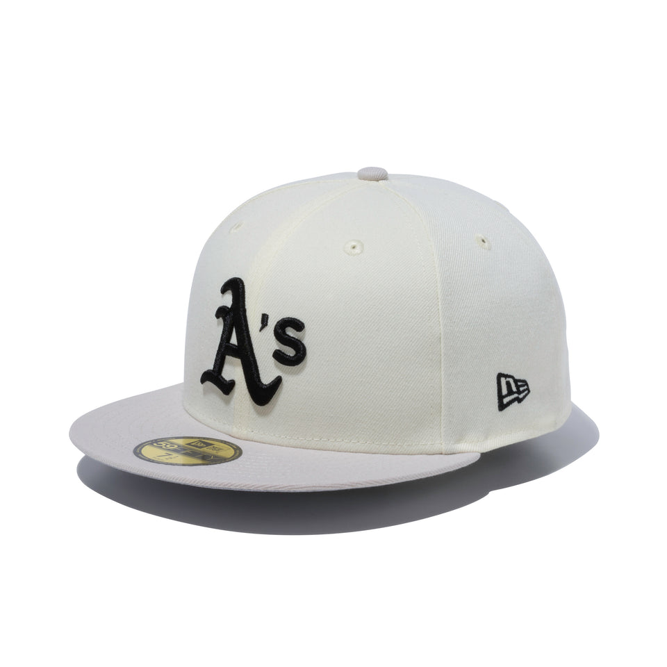 59FIFTY MLB CUSTOM オークランド・アスレチックス クロームホワイト / ストーン グレーアンダーバイザー