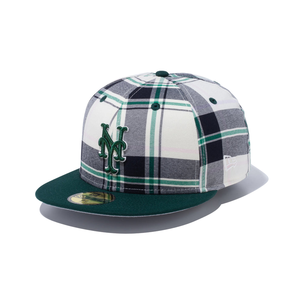 59FIFTY BLACK LABEL SS23 ニューヨーク・メッツ マドラスチェック グリーン グレーアンダーバイザー
