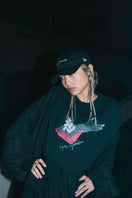 半袖 コットン Tシャツ Yohji Yamamoto FW22 シグネチャーロゴ 見返り美人 ブラック